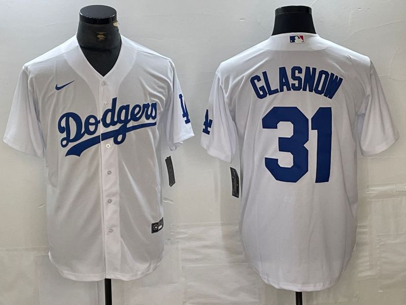 Men Los Angeles Dodgers #31 Glasnow White Nike Game MLB Jersey style 1